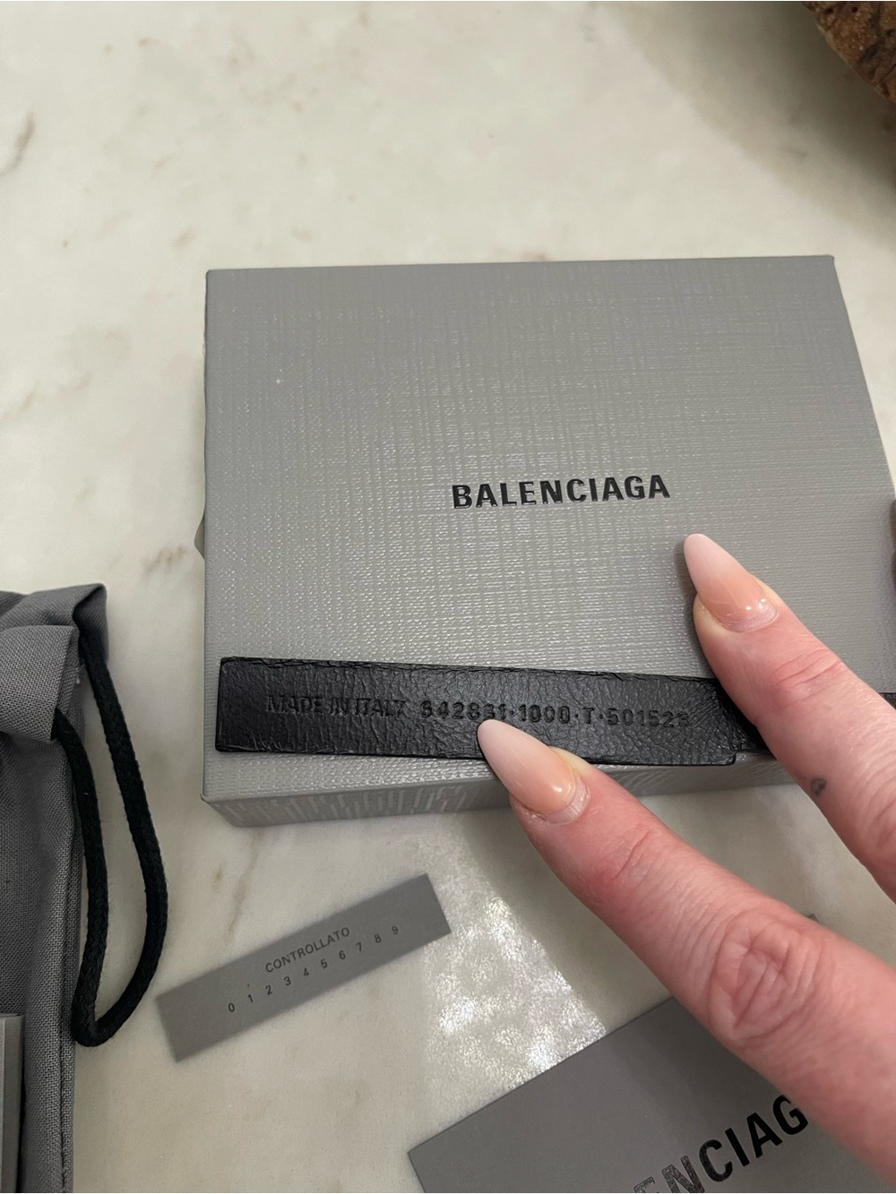 Balenciaga Black Embossed Leather Cuff Bracelet - Picture 2 of 2